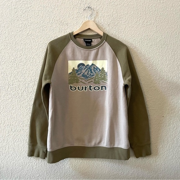 Burton Weir Sweatshirt Fleece Crew Neck Pullover Raglan Landscape Outdoor Tan S - Picture 4 of 12